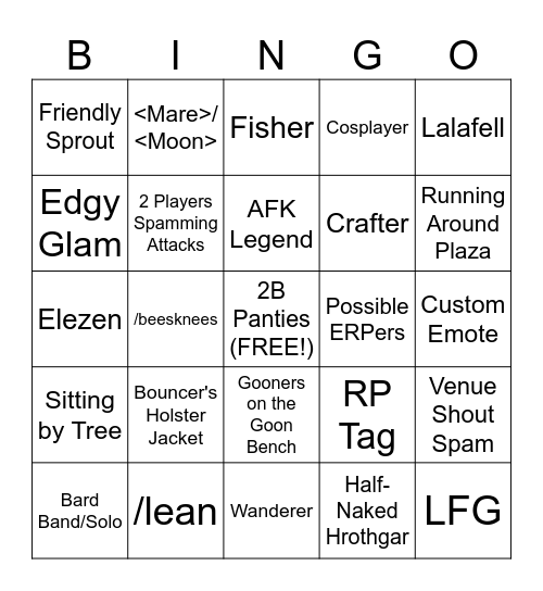 Limsa Bingo Card