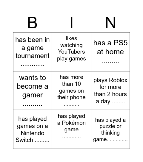 Untitled Bingo Card