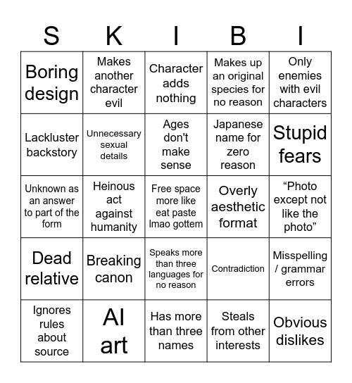 OC Book Bingo 533932: Electric Boogaloo Bingo Card