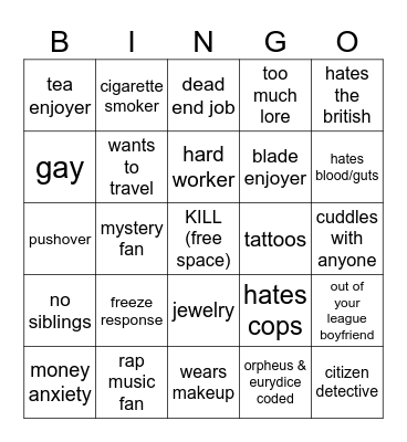 ROHIN Bingo Card