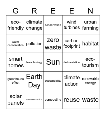 Eco Word Hunt Bingo Card