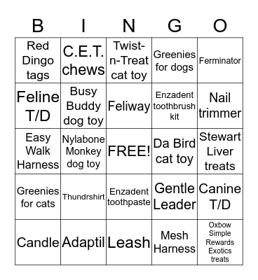 Animal Hospital of Oshkosh Bingo Card