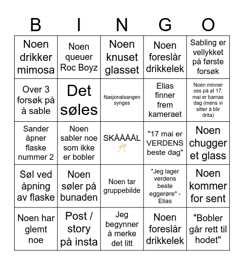 17. Mai frokost Bingo Card