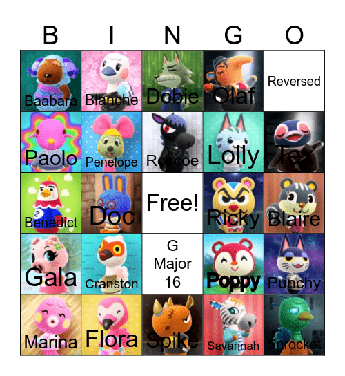 Animal crossing bingo! Bingo Card
