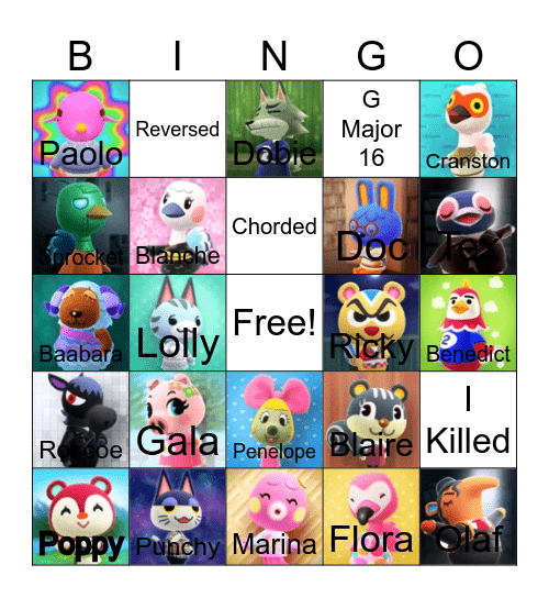 Animal crossing bingo! Bingo Card