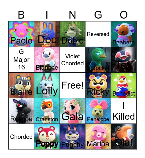 Animal crossing bingo! Bingo Card