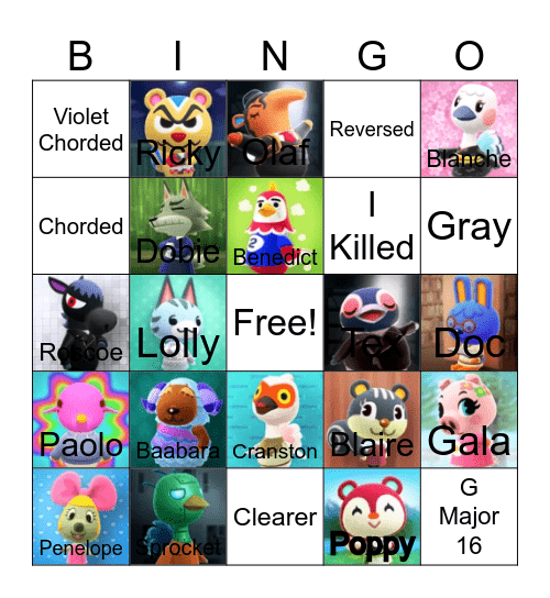 Animal crossing bingo! Bingo Card