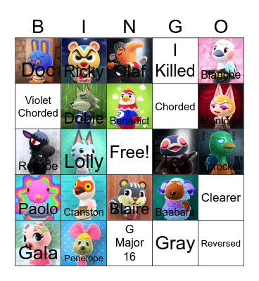 Animal crossing bingo! Bingo Card