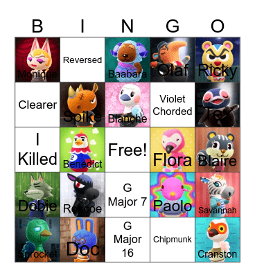 Animal crossing bingo! Bingo Card