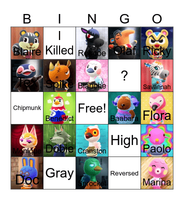 Animal crossing bingo! Bingo Card