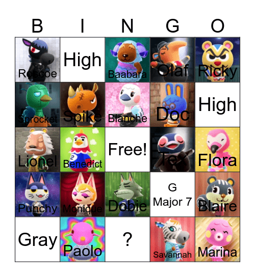 Animal crossing bingo! Bingo Card