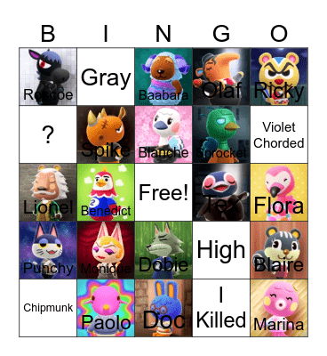 Animal crossing bingo! Bingo Card