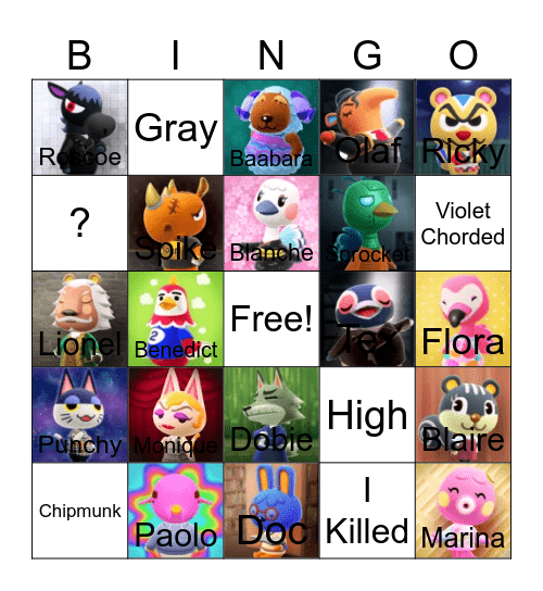 Animal crossing bingo! Bingo Card