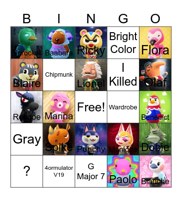 Animal crossing bingo! Bingo Card