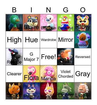 Animal crossing bingo! Bingo Card