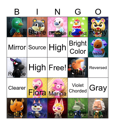 Animal crossing bingo! Bingo Card