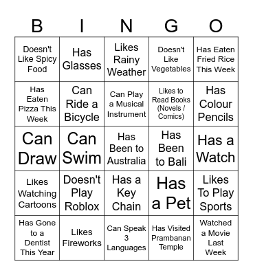 Find Someone Who Bingo Card