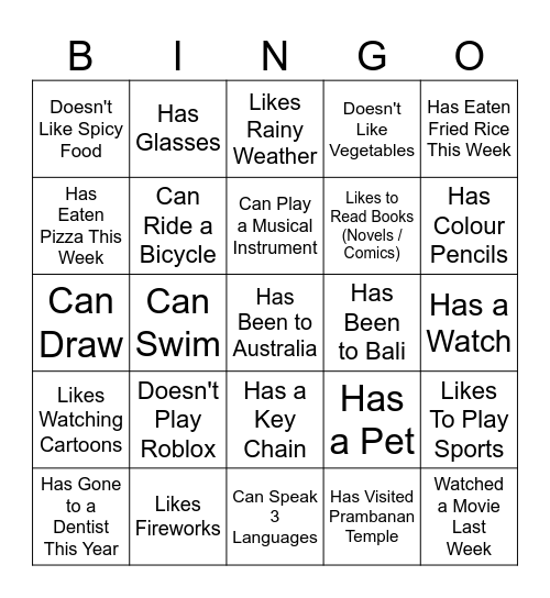 Find Someone Who Bingo Card