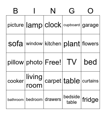 Rooms&Furniture Bingo Card