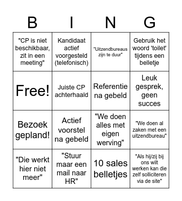 Sales Bingo Card