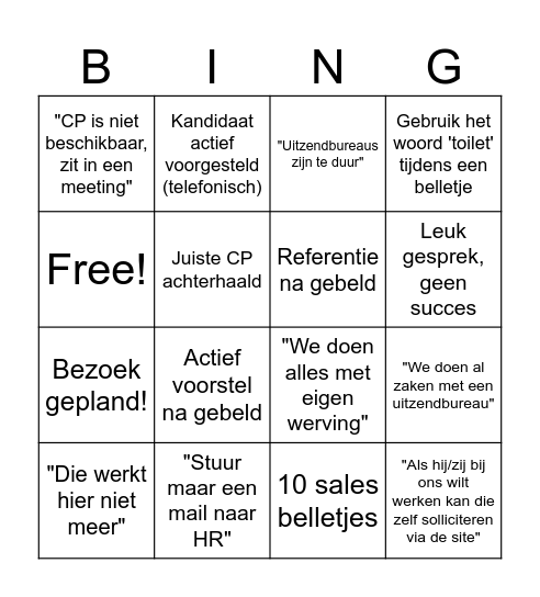 Sales Bingo Card