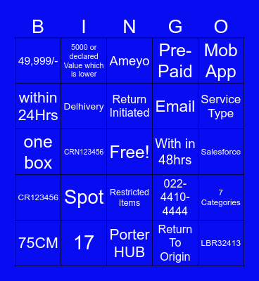 PCS Bingo Card