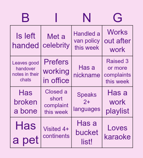 Team meeting bingo Card