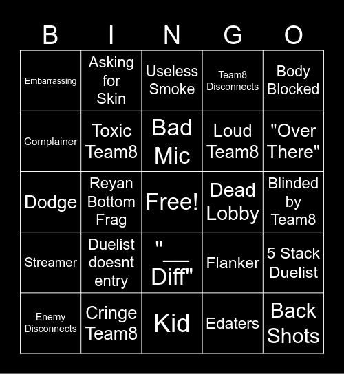 Valorant Bingo Card