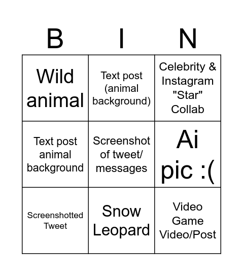 Ambers Explore Page Bingo Card