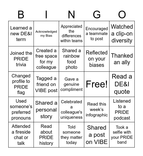 Inclusion in Action Bingo Card