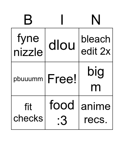 Untitled Bingo Card