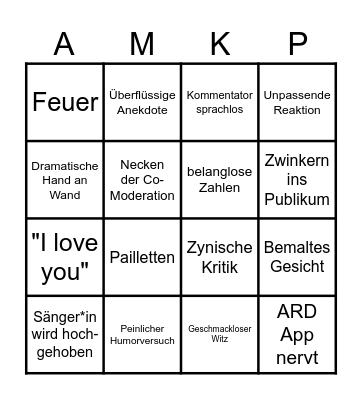 ESC Finale 2025 Bingo Card