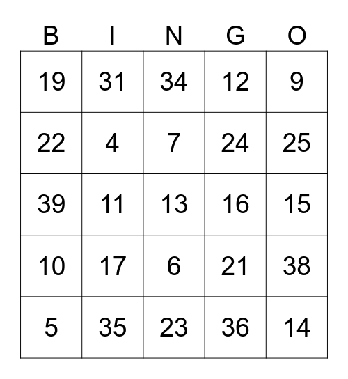 BINGO MUSICAL 60!!! Bingo Card