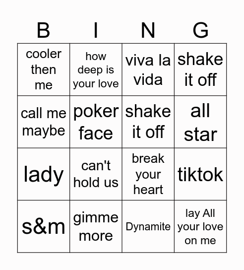 muziek bingo Card