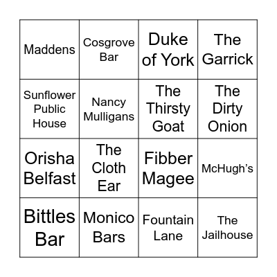 PINTS Bingo Card