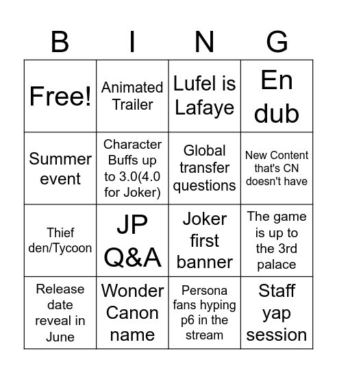 Untitled Bingo Card