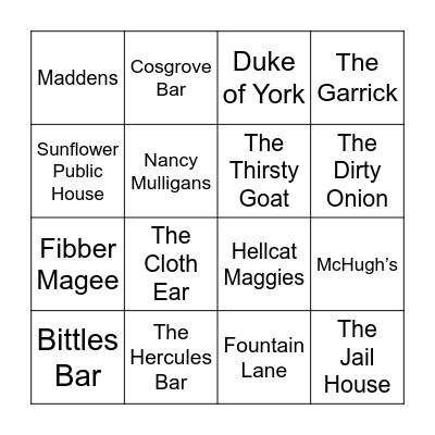 PINTS Bingo Card