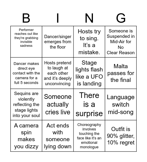 Eurovision BINGO Card