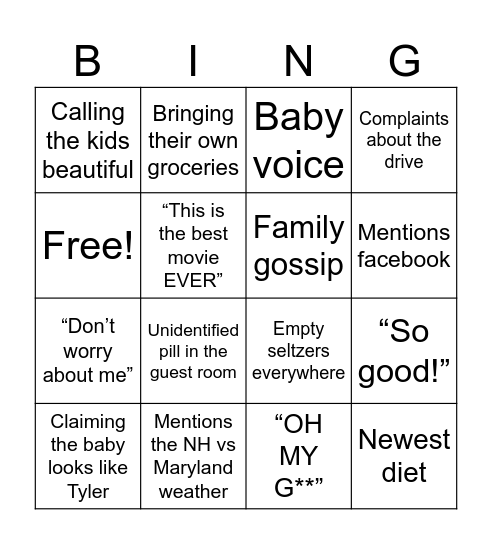 Calderone Bingo Card