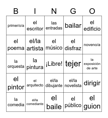 MCC 13- El Arte y La Cultura Bingo Card