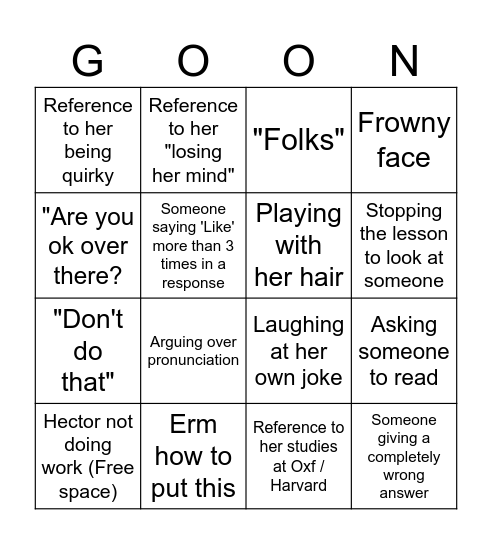 Miss Eggers bingo Card