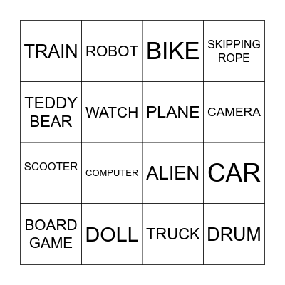 TOYS Bingo Card