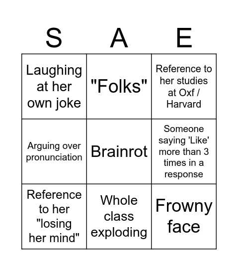 Miss Eggers bingo Card