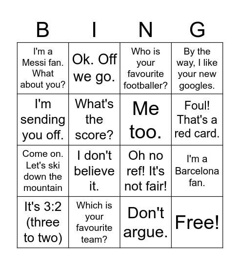 SPEAKING Bingo Card