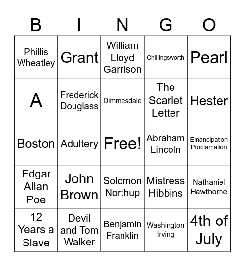 Quarter 2 Bingo Card