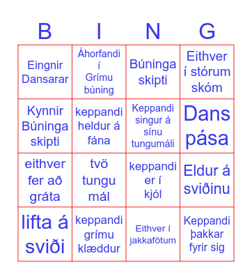 Eurovision í Sviss Bingo Card