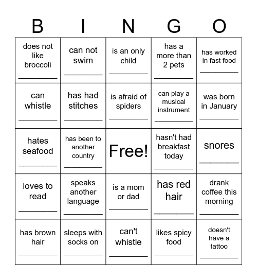 FIND A STAFF MEMBER WHO Bingo Card