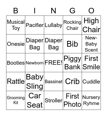 Baby Shower Bingo Card