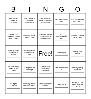 I KNOW... Bingo Card