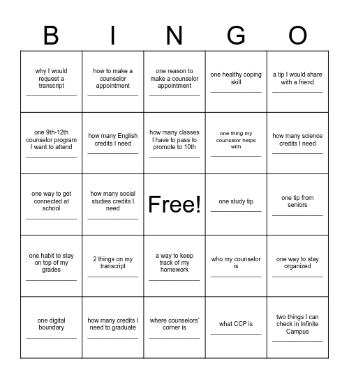 I KNOW... Bingo Card